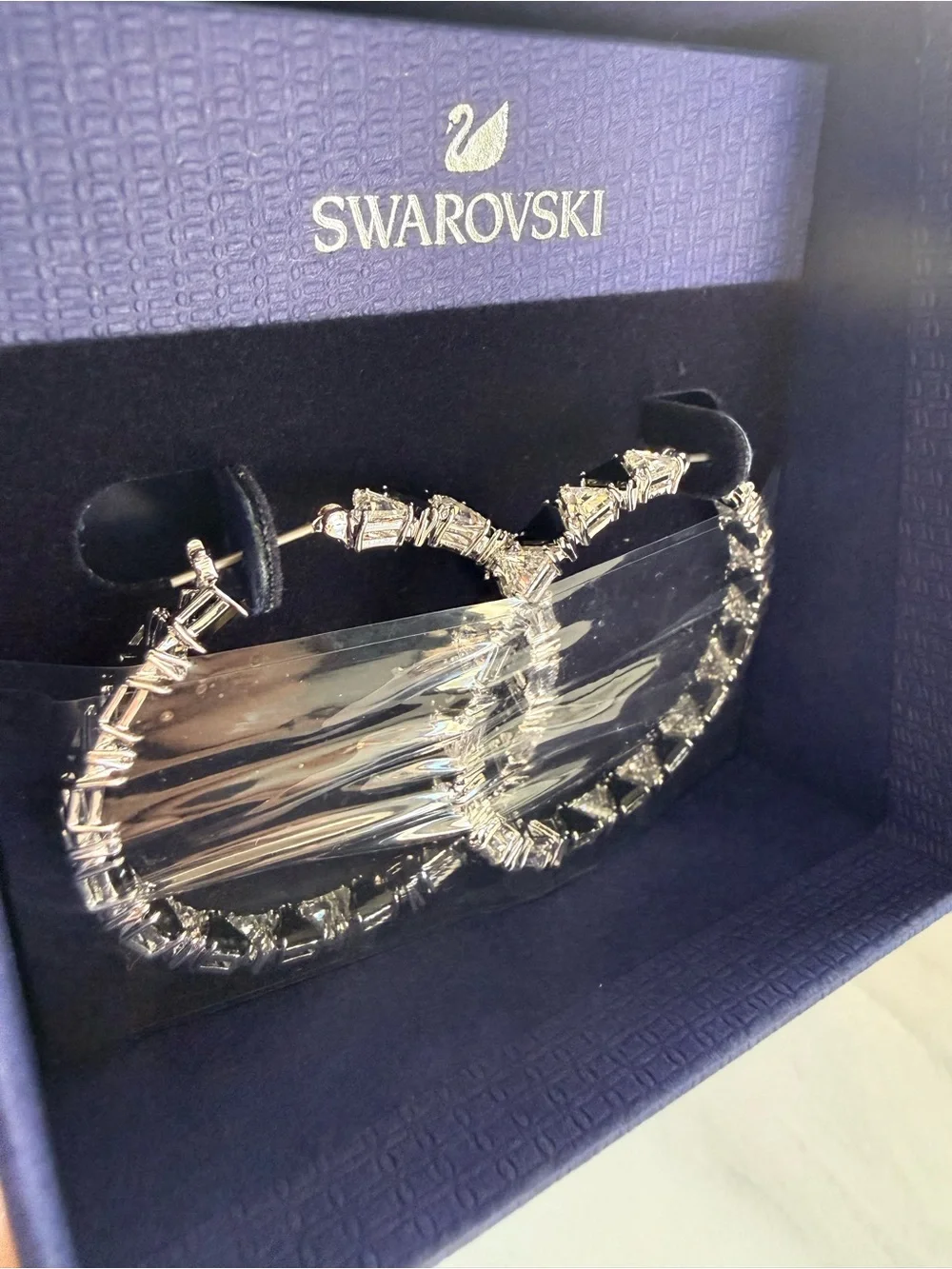 Swarovski Millenia Silver Hoop Earrings with Clear Crystal Accents